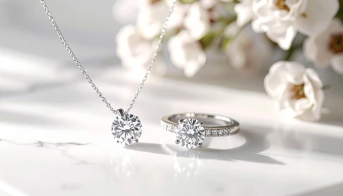 婚約指輪とダイヤモンドのネックレス