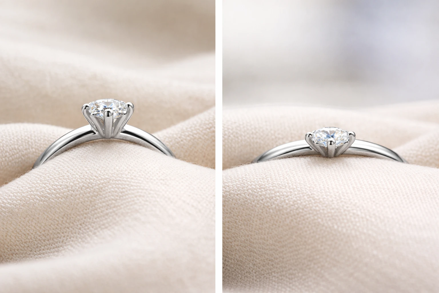 婚約指輪の石座を比較するイメージ