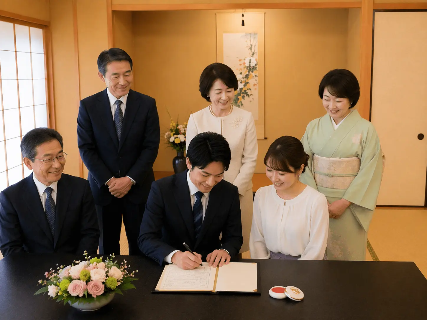 結婚を祝福する家族